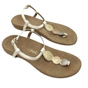 Vionic Lizbeth Sandals 9 Backstrap Gladiator Metallic Details Vacation Travel